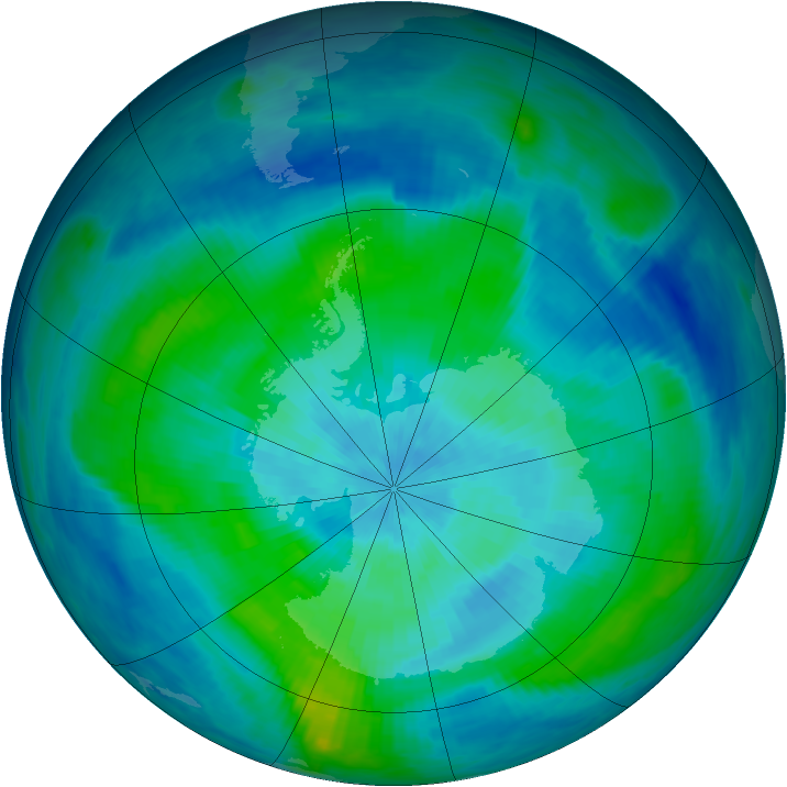 Antarctic ozone map for 11 March 1988